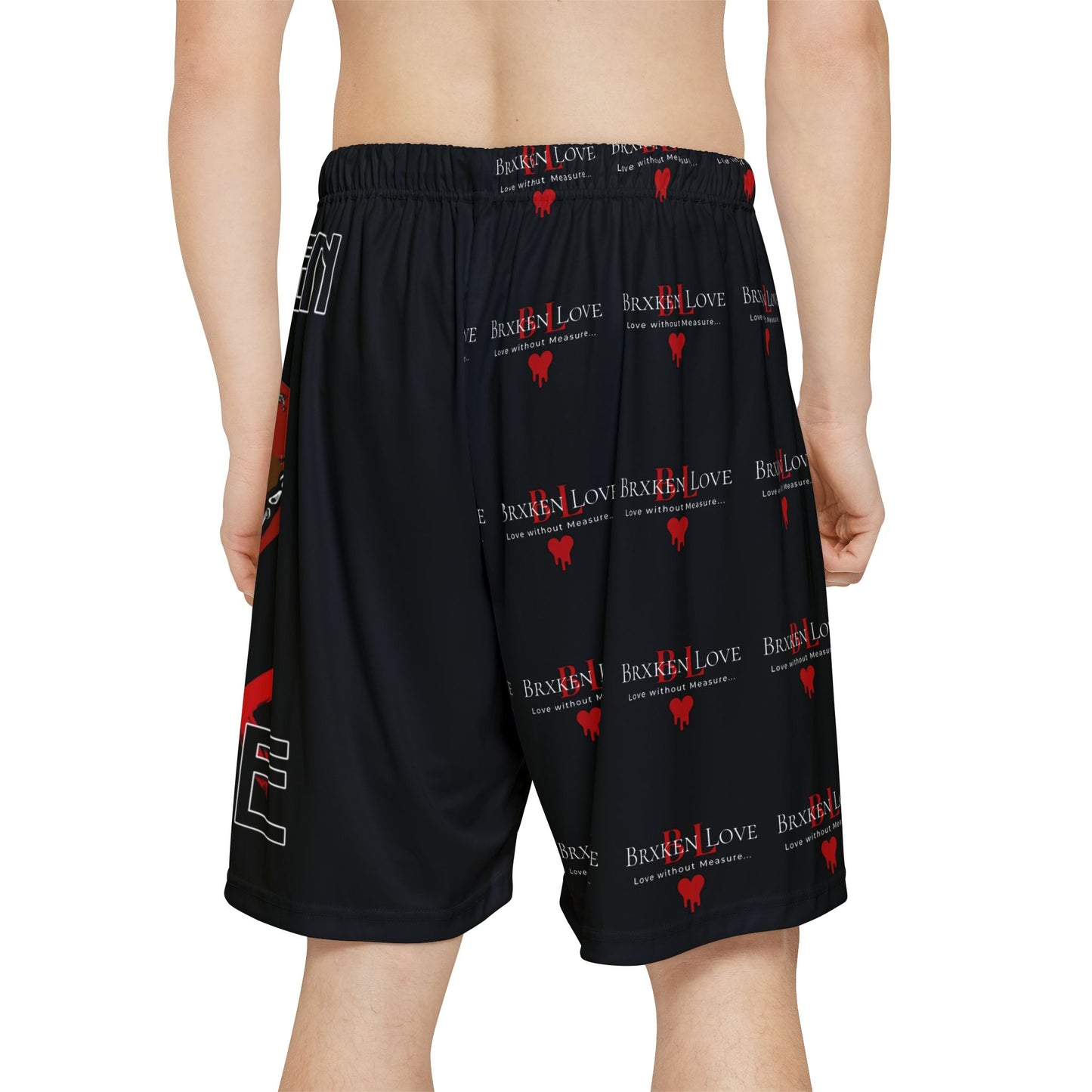 Stylish Men’s Sports Shorts - Eye-Catching 'Broken Love' Design for Active Lifestyles