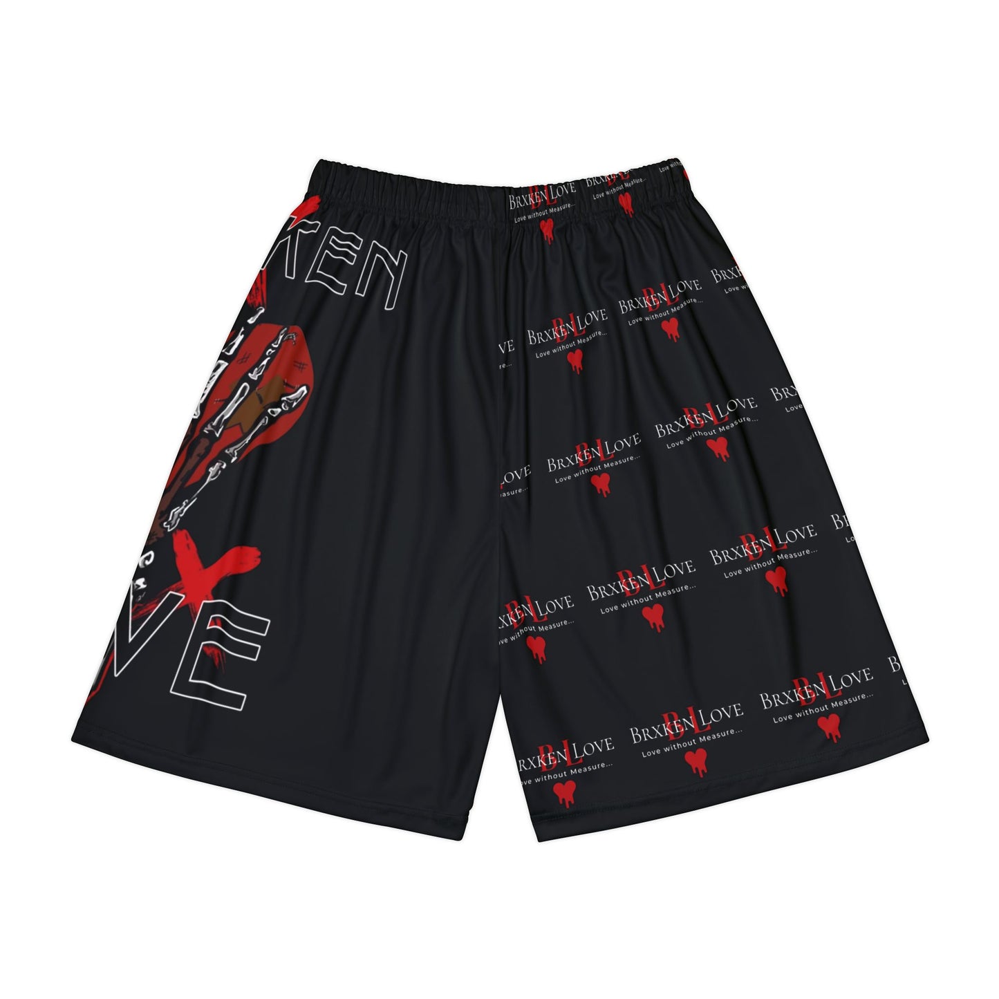 Stylish Men’s Sports Shorts - Eye-Catching 'Broken Love' Design for Active Lifestyles
