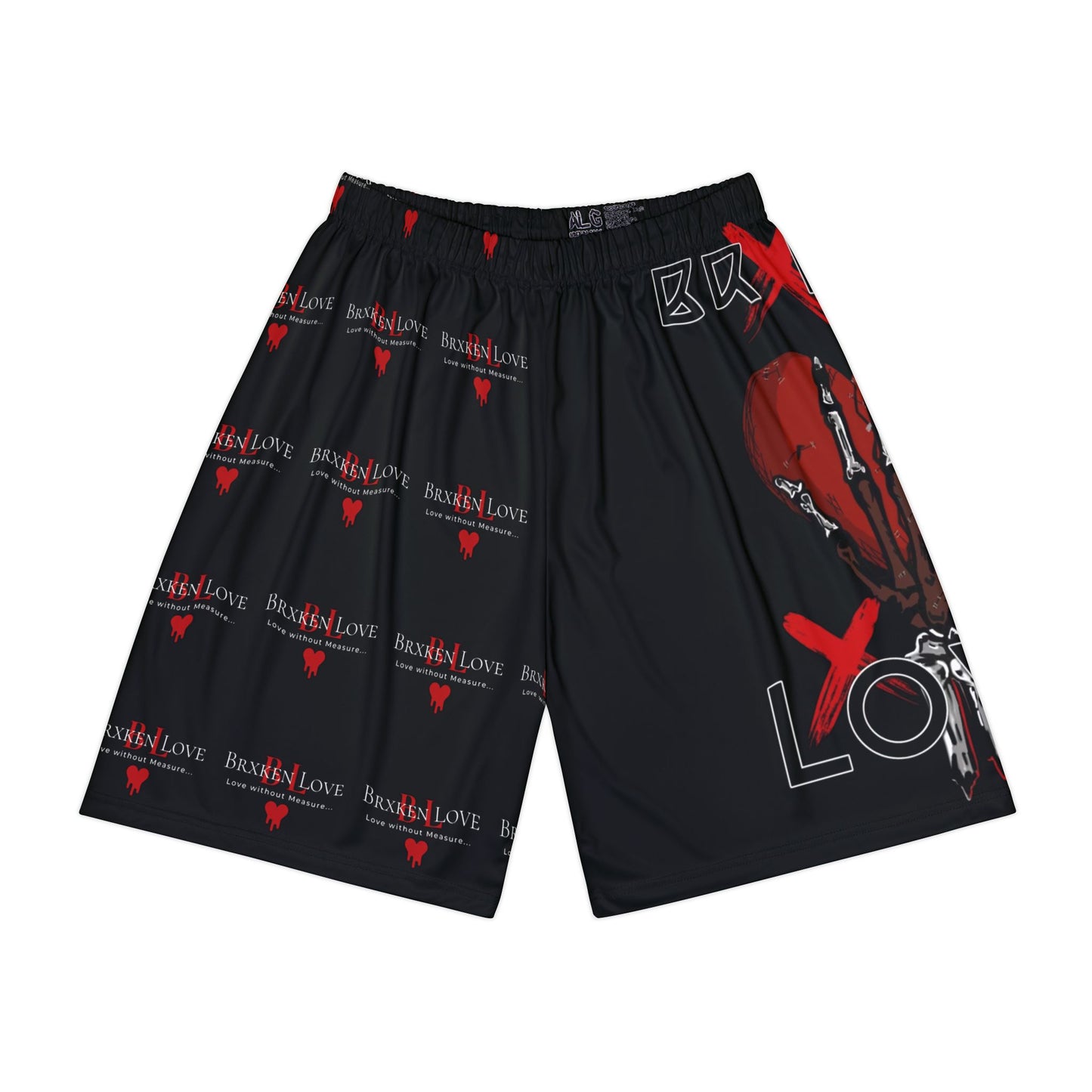 Stylish Men’s Sports Shorts - Eye-Catching 'Broken Love' Design for Active Lifestyles